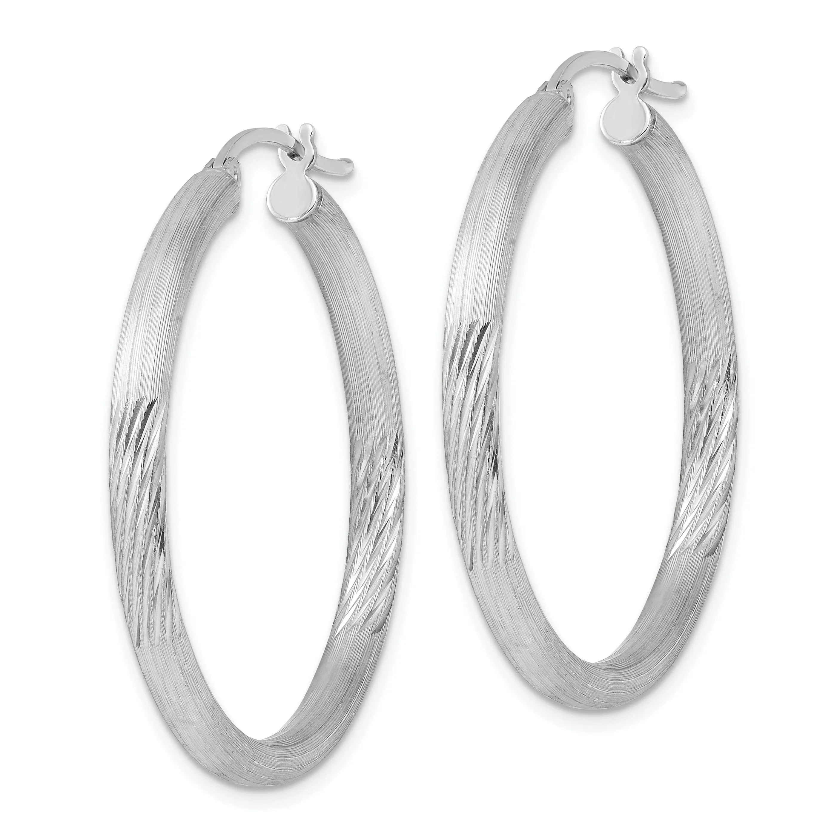 Silver D.C Round Hoop Hinged Earrings