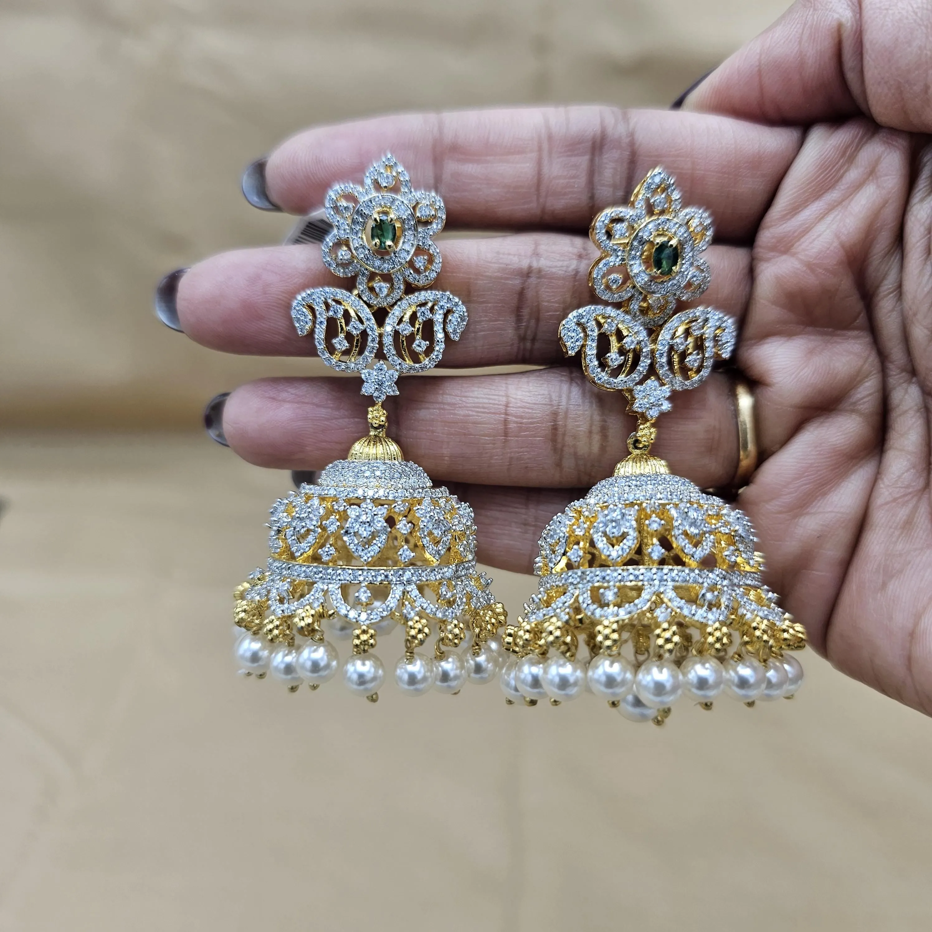 Silver Diamond Rep Jhumka