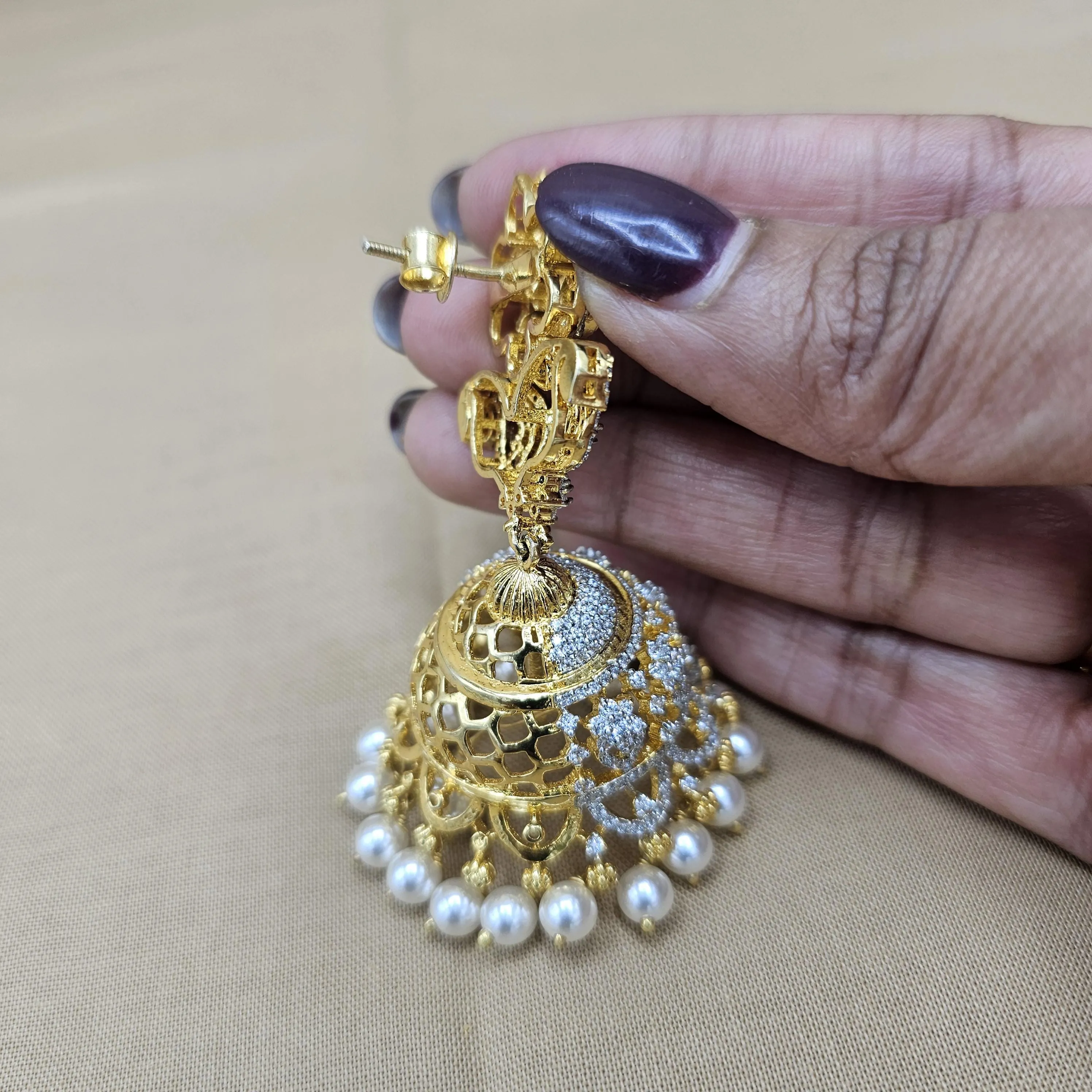 Silver Diamond Rep Jhumka