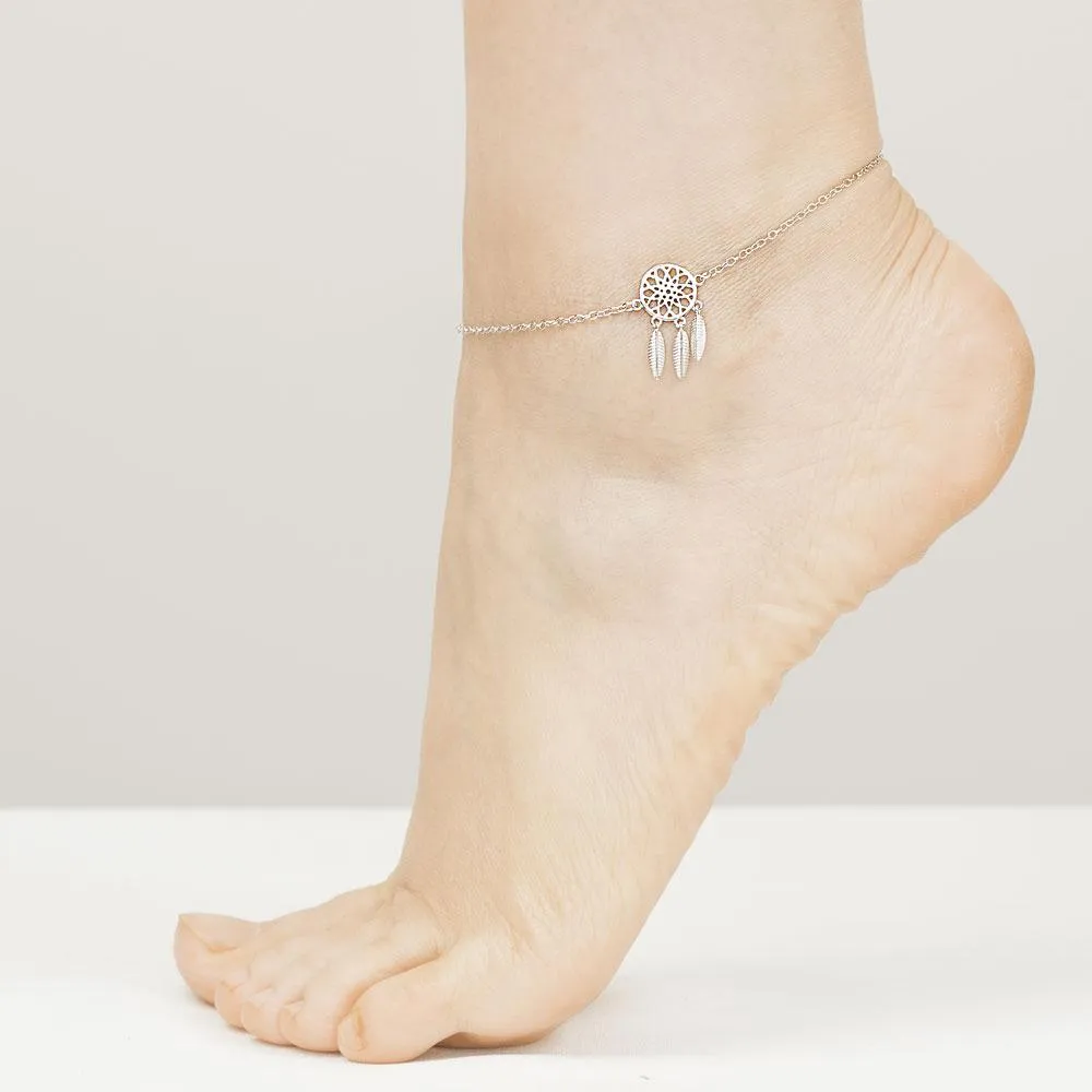 Silver Dream Catcher Anklet