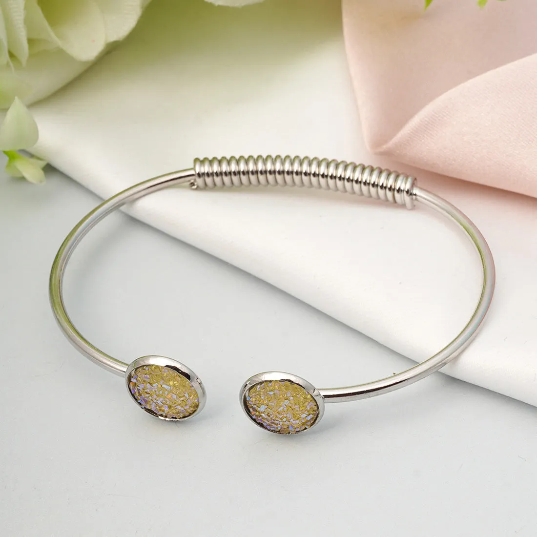 Silver Embellished Ends Cuff Bracelet
