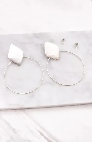 SILVER MULTI SHAPE HOOP EARRINGS