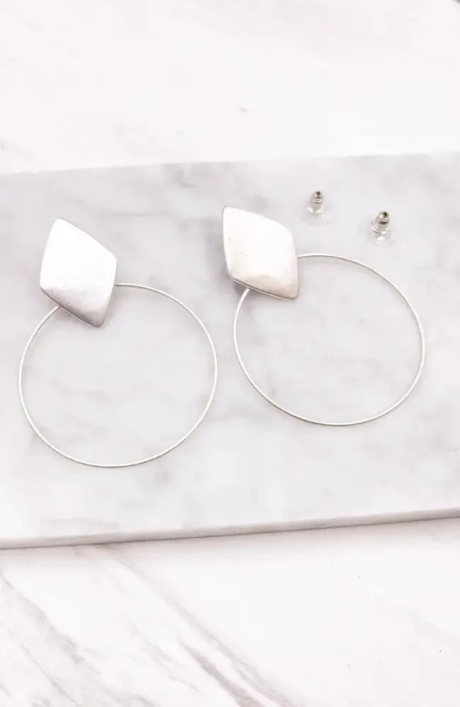 SILVER MULTI SHAPE HOOP EARRINGS
