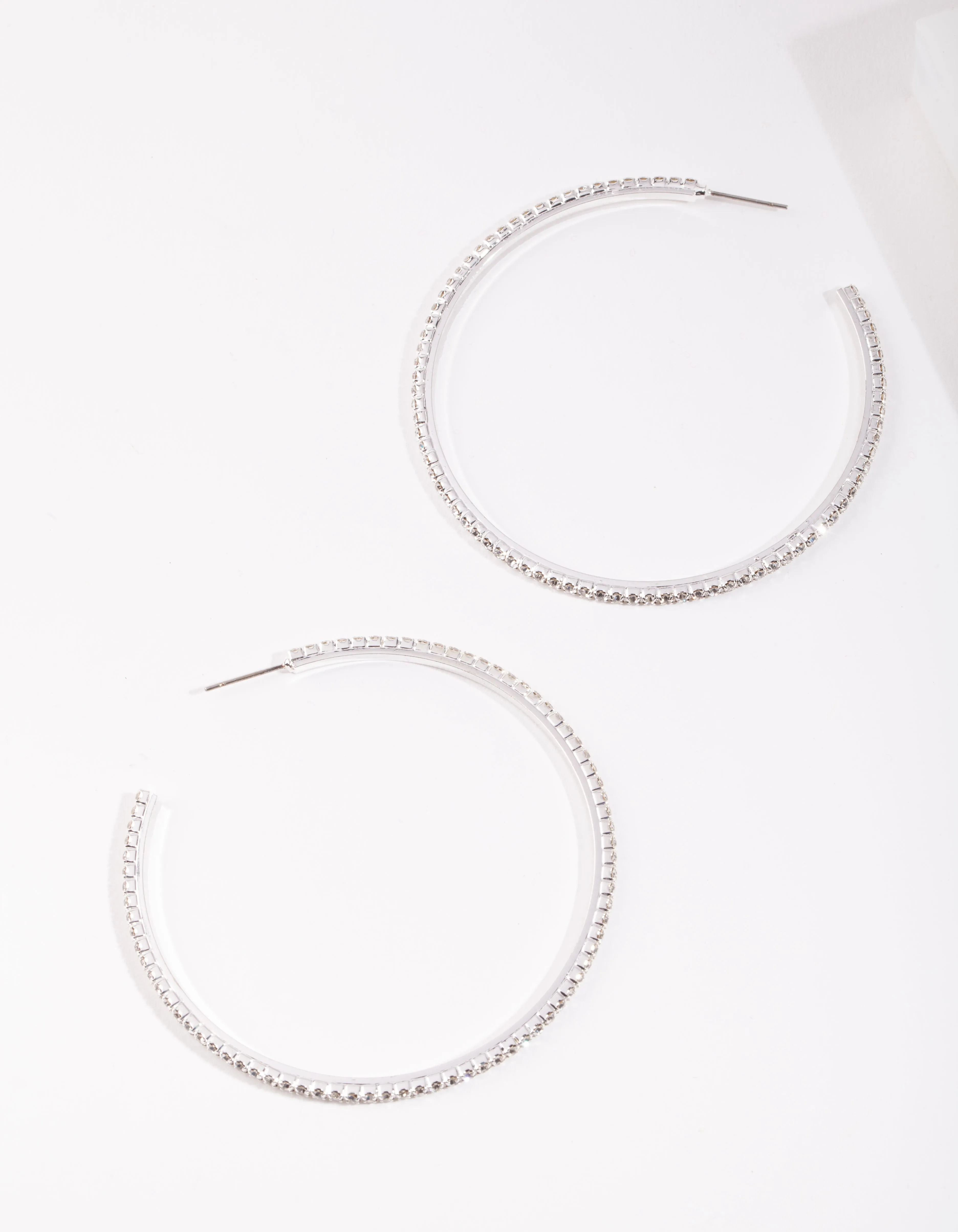 Silver Oversized Diamante Hoop Earrings