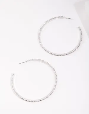 Silver Oversized Diamante Hoop Earrings