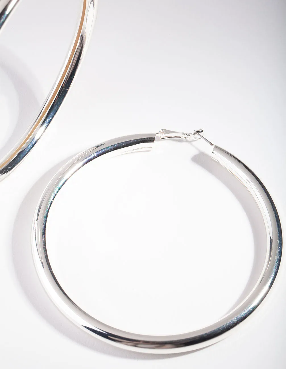 Silver Oversized Polished Hoop Earrings