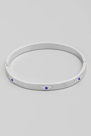 Silver Pave Evil Eye Bangle Bracelet