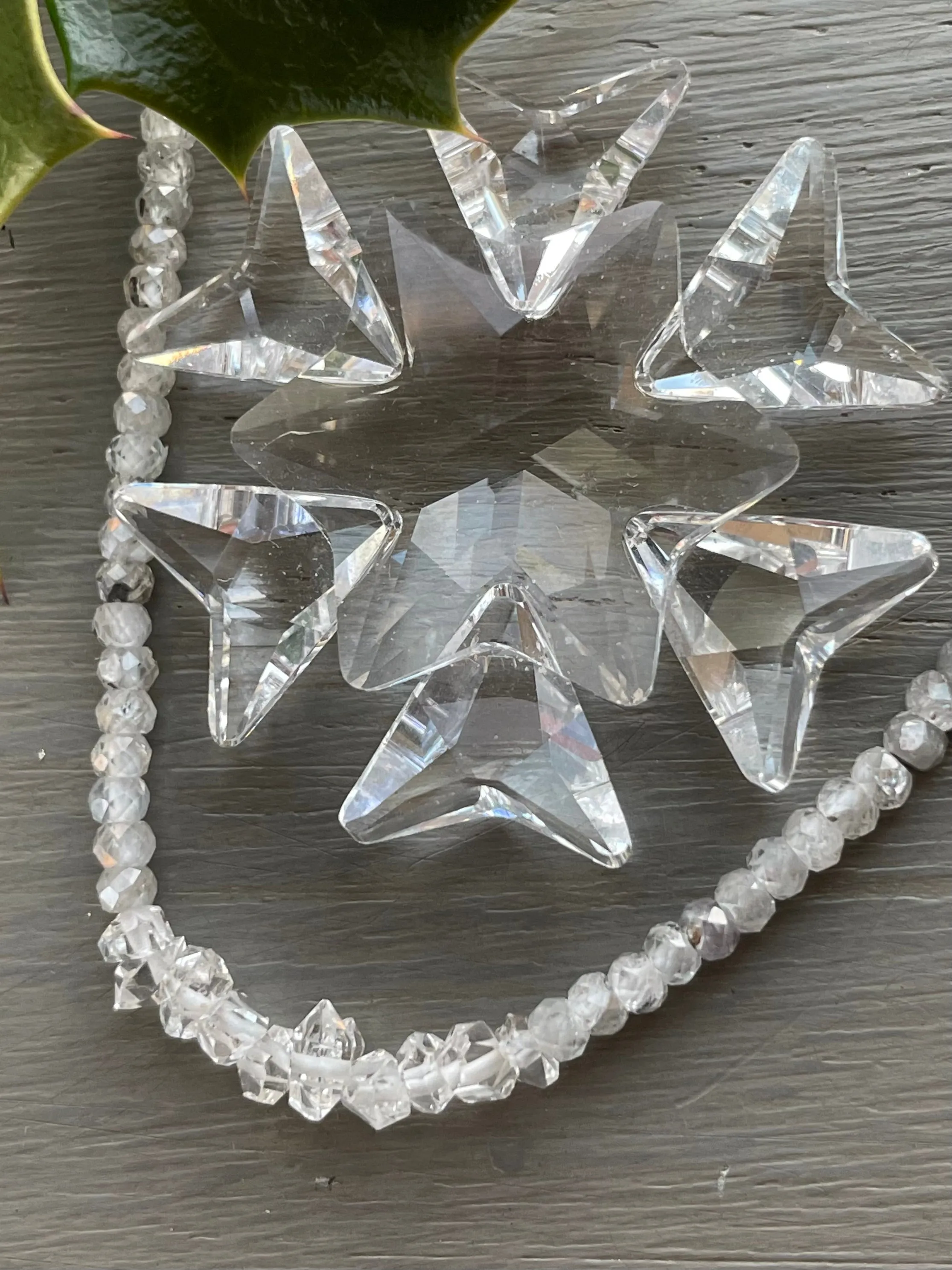 Silver Zircon and Herkimer Diamond Skinny Necklace