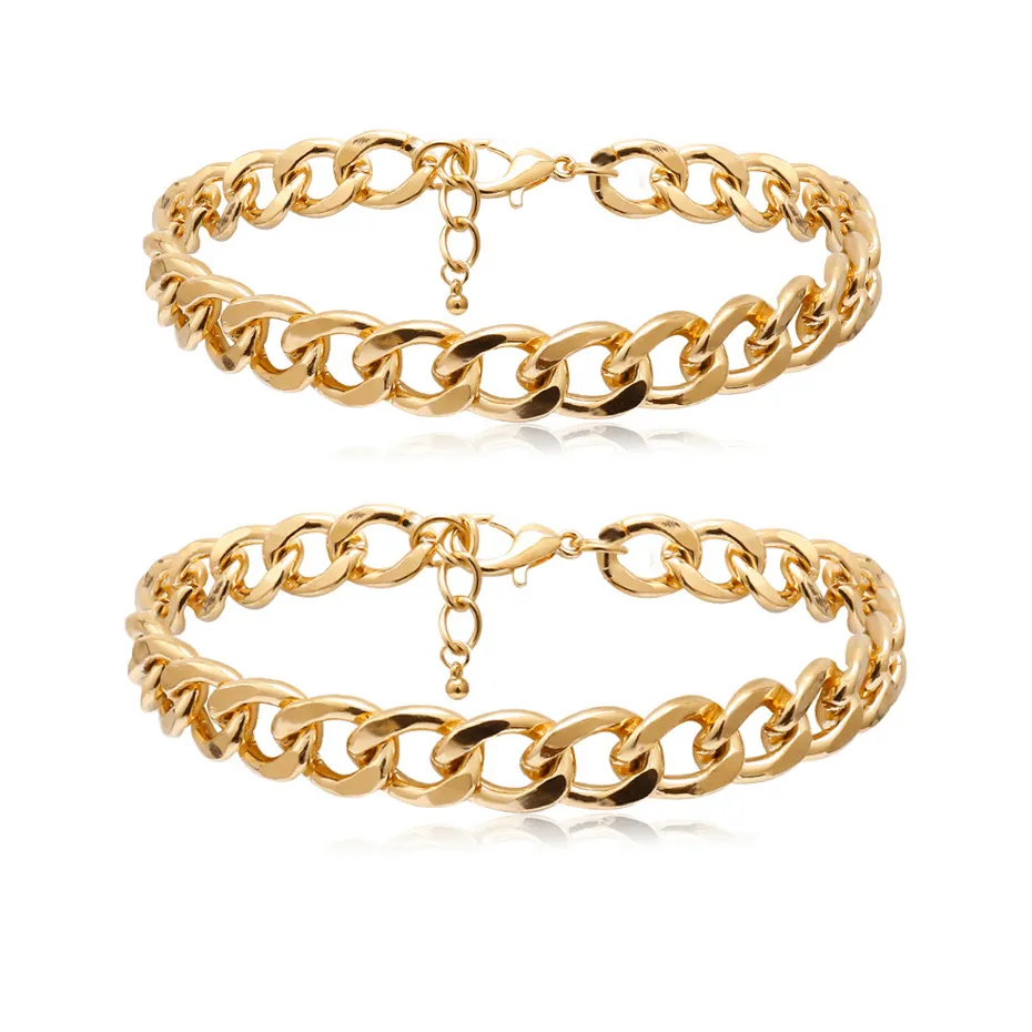 Simple Anklet Bracelets Foot Jewelry Gold Color Cuban Chain Chunky Anklet For Women Girls