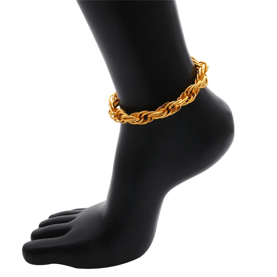 Simple Anklet Bracelets Foot Jewelry Gold Color Cuban Chain Chunky Anklet For Women Girls