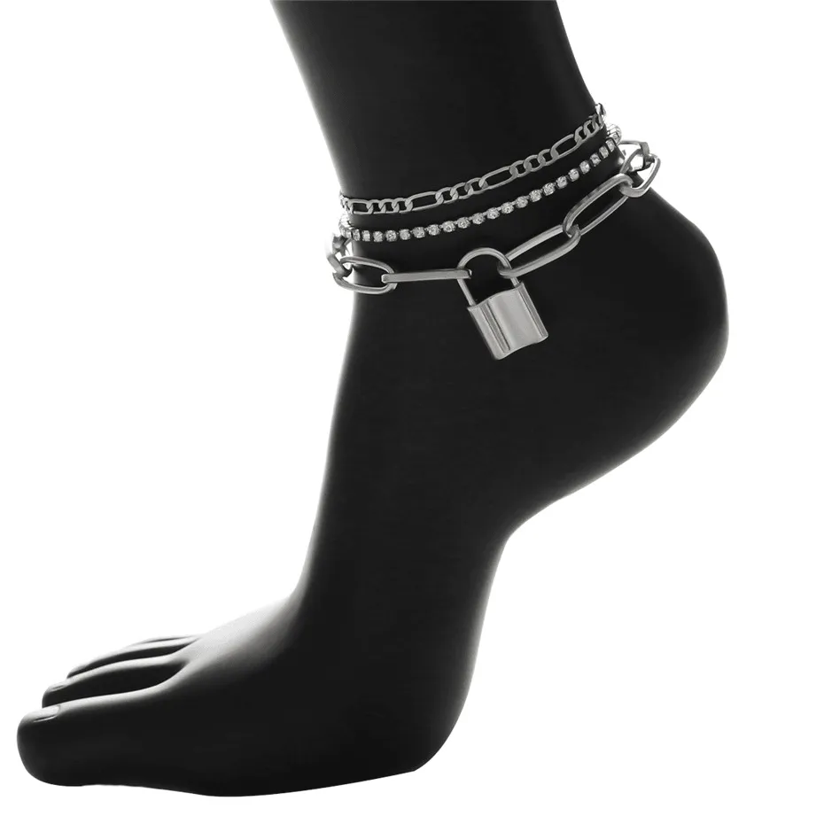 Simple Anklet Bracelets Foot Jewelry Gold Color Cuban Chain Chunky Anklet For Women Girls