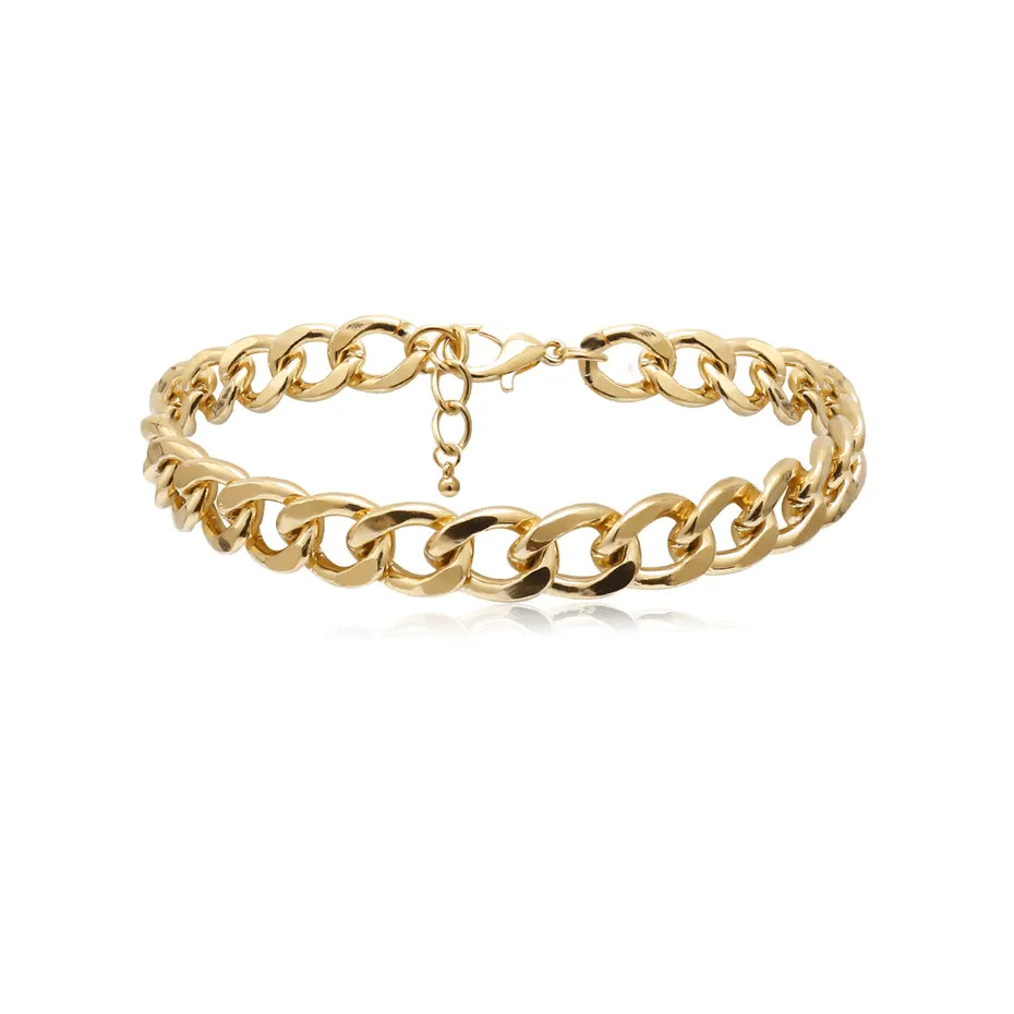 Simple Anklet Bracelets Foot Jewelry Gold Color Cuban Chain Chunky Anklet For Women Girls
