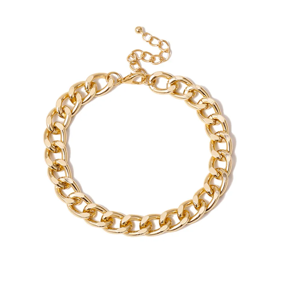 Simple Anklet Bracelets Foot Jewelry Gold Color Cuban Chain Chunky Anklet For Women Girls