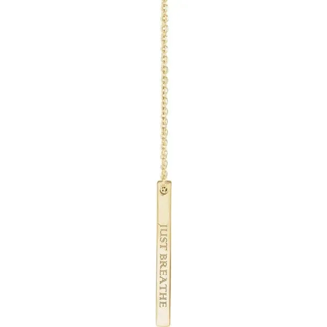 Sincerely, Springer's Yellow Gold Engravable Vertical Bar Pendant and Chain