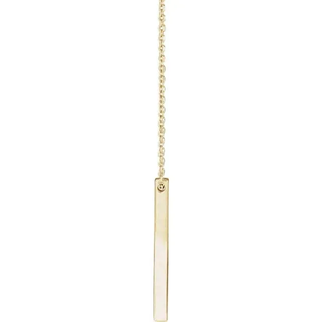 Sincerely, Springer's Yellow Gold Engravable Vertical Bar Pendant and Chain