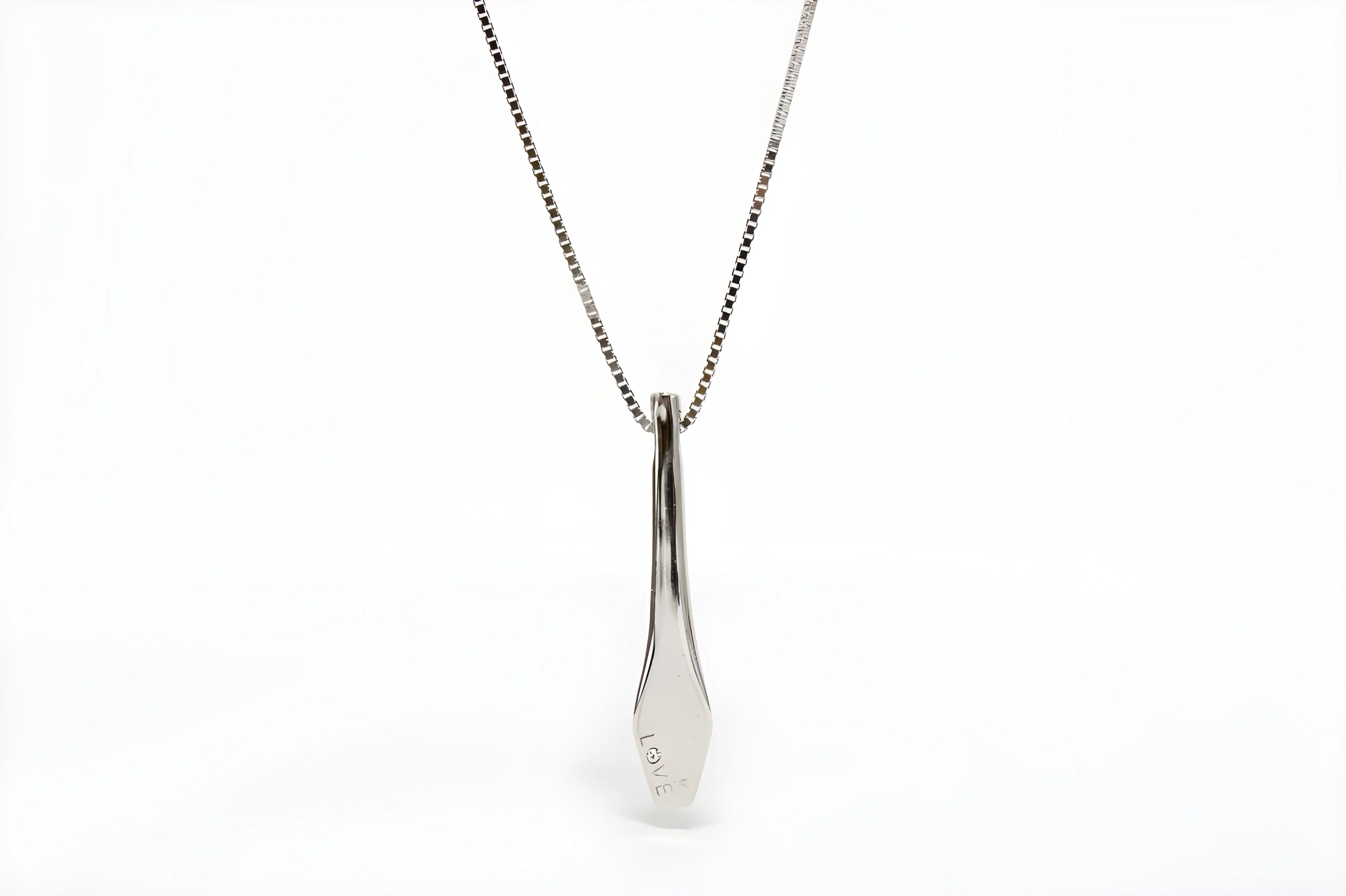 Sleek Silver Love Bar Necklace with Engraving