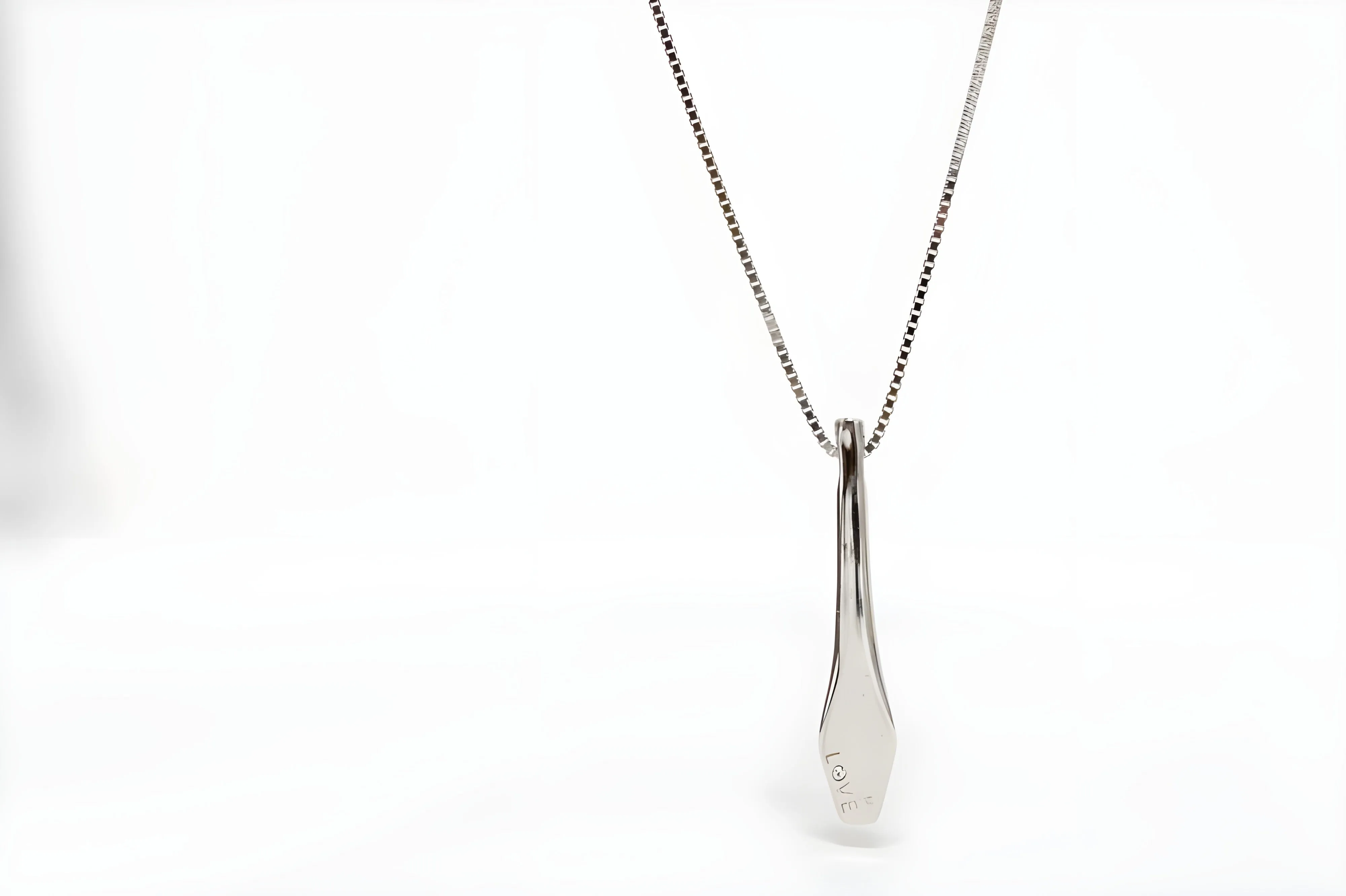 Sleek Silver Love Bar Necklace with Engraving
