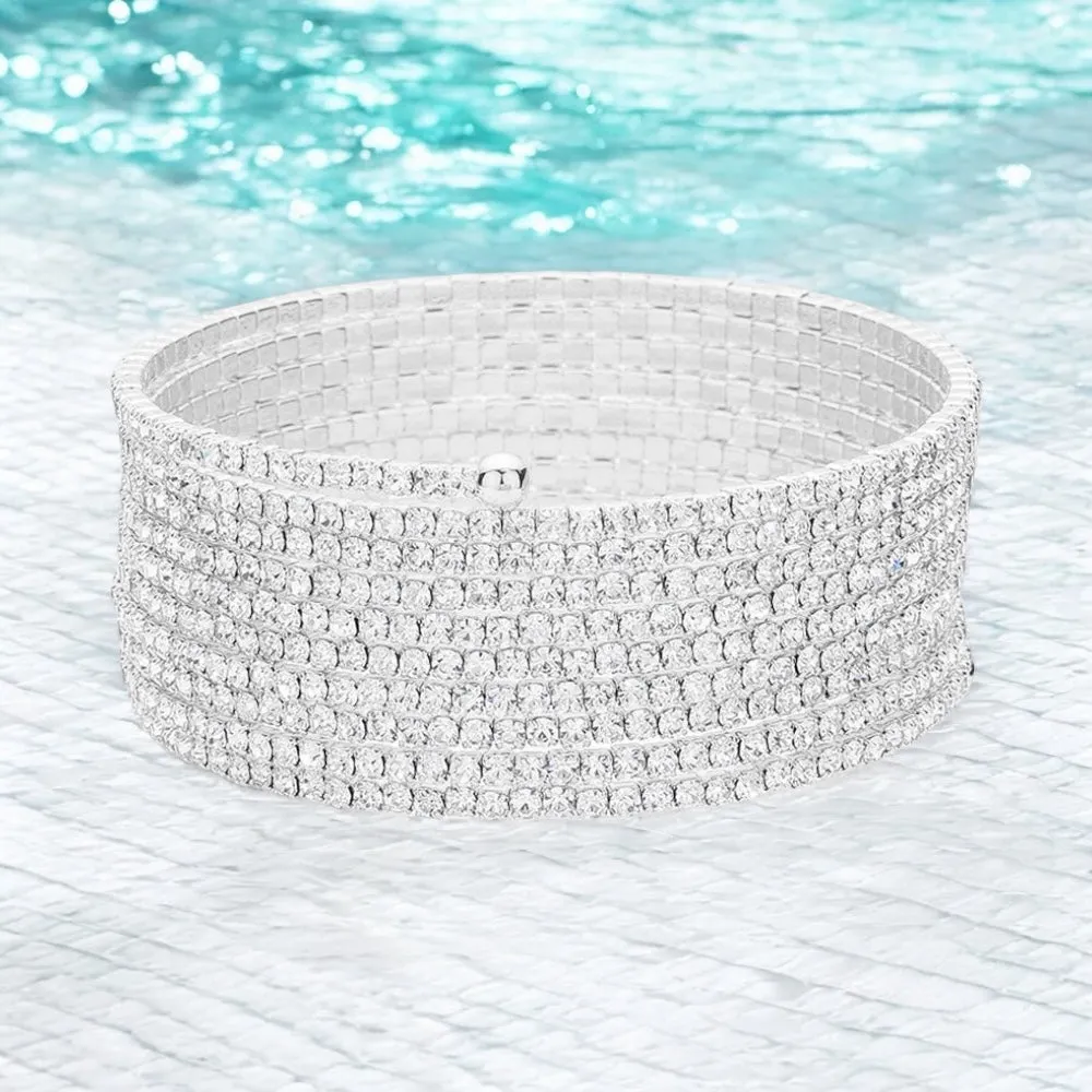 SNAKE CHARMER - clear rhinestone wraparound bracelet