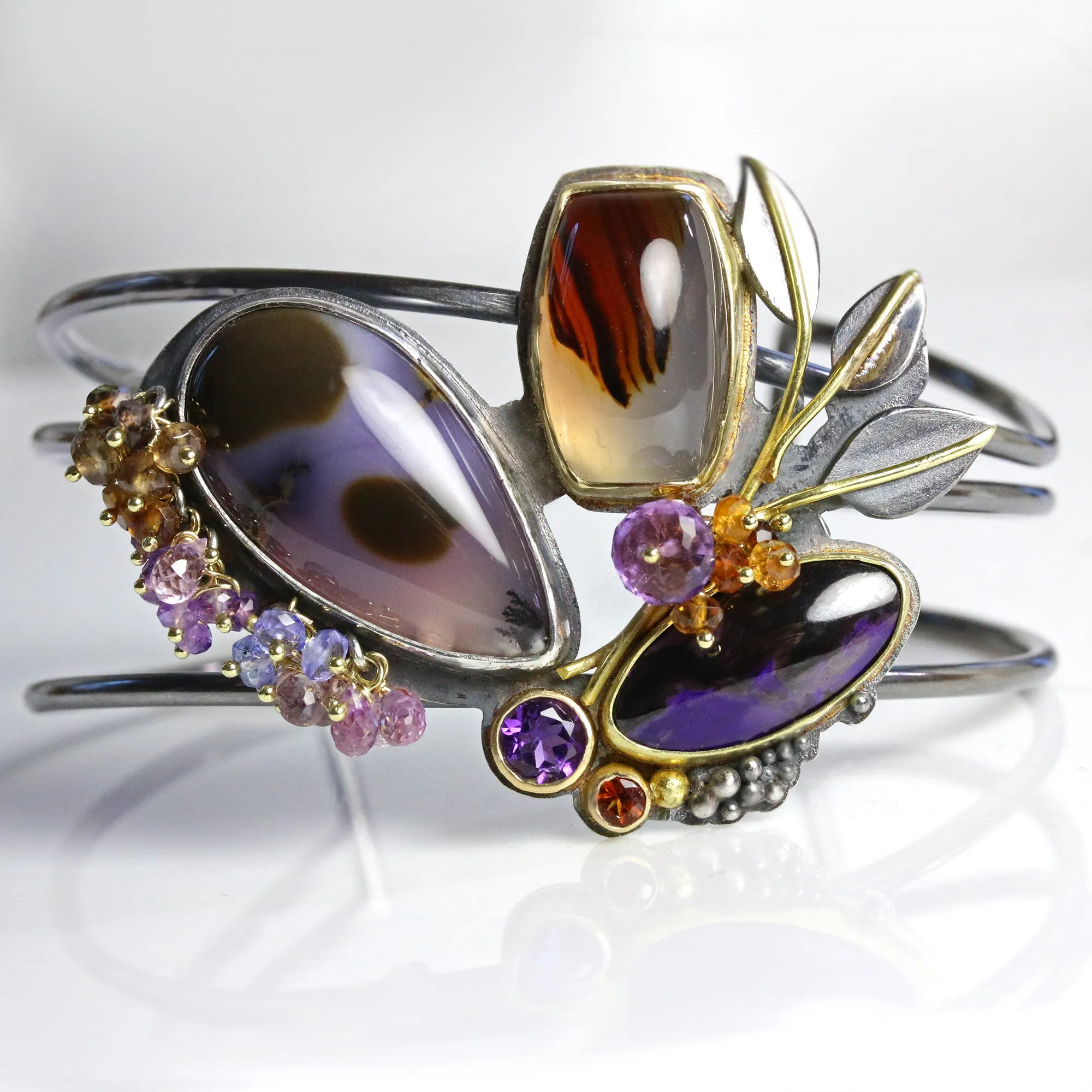 Sold - Amethyst Sage Agate Cuff. Spiraling Growth.