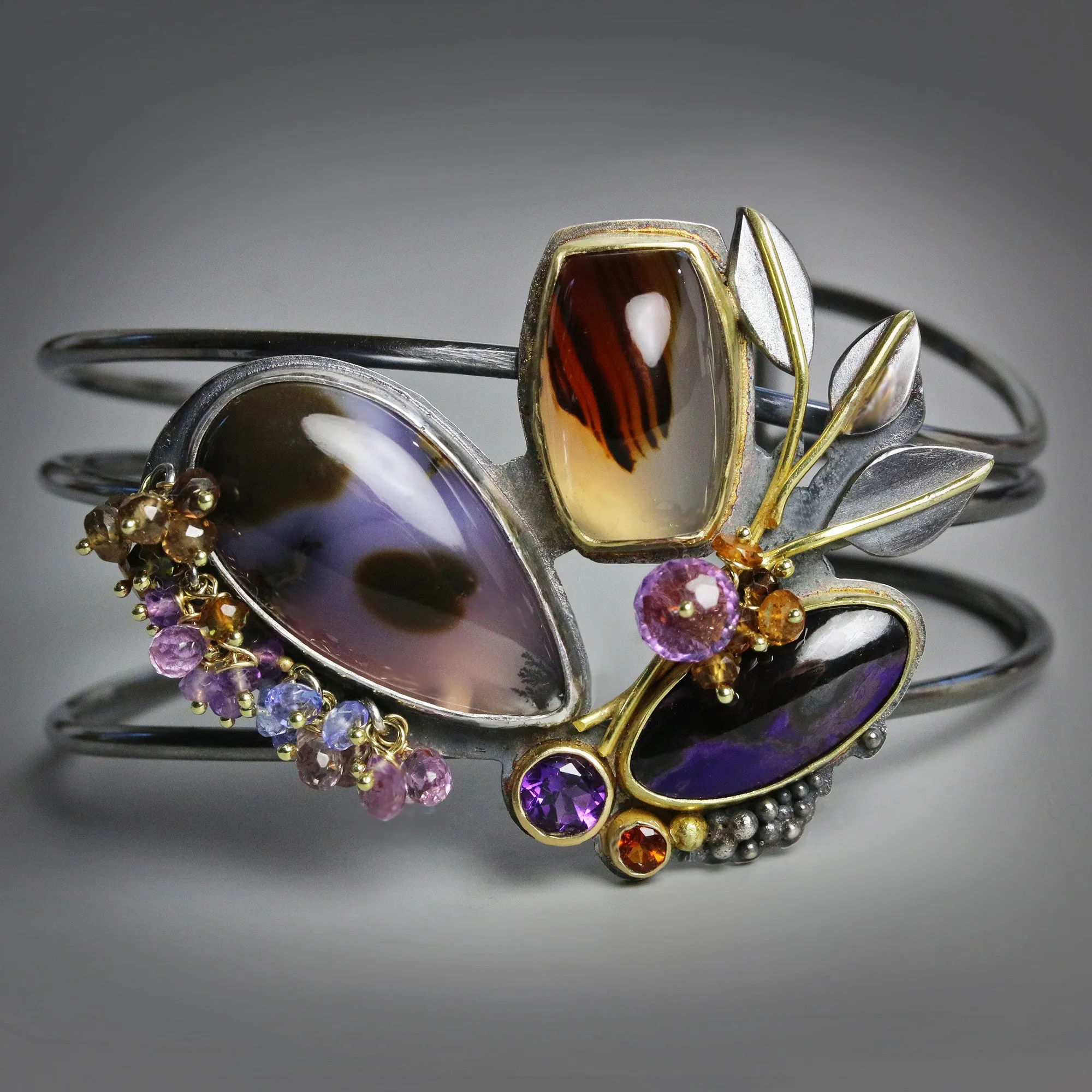 Sold - Amethyst Sage Agate Cuff. Spiraling Growth.