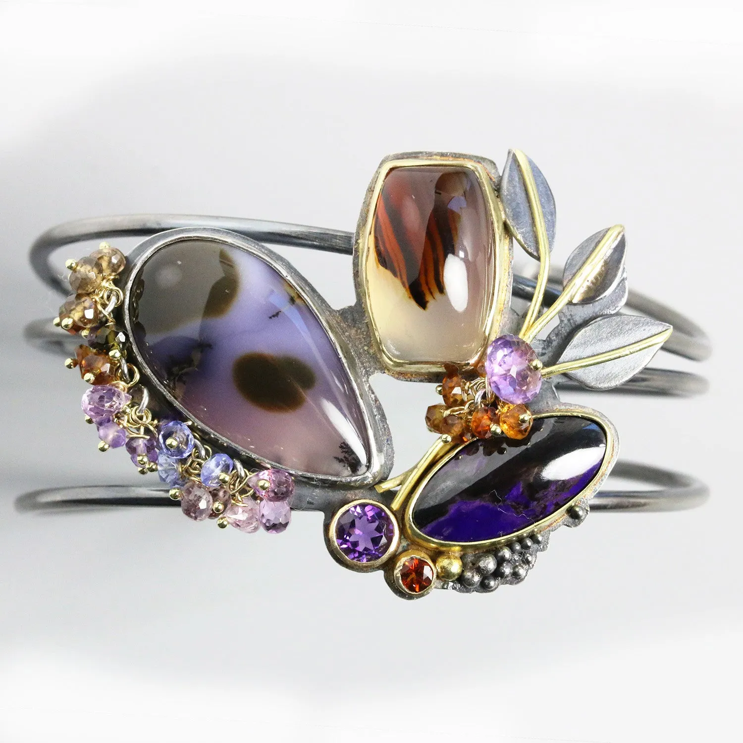 Sold - Amethyst Sage Agate Cuff. Spiraling Growth.