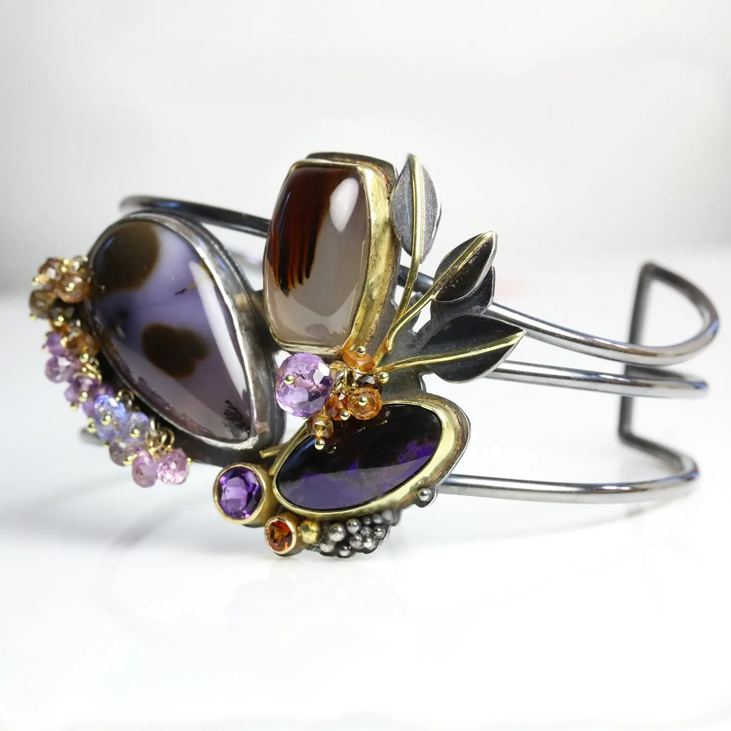 Sold - Amethyst Sage Agate Cuff. Spiraling Growth.