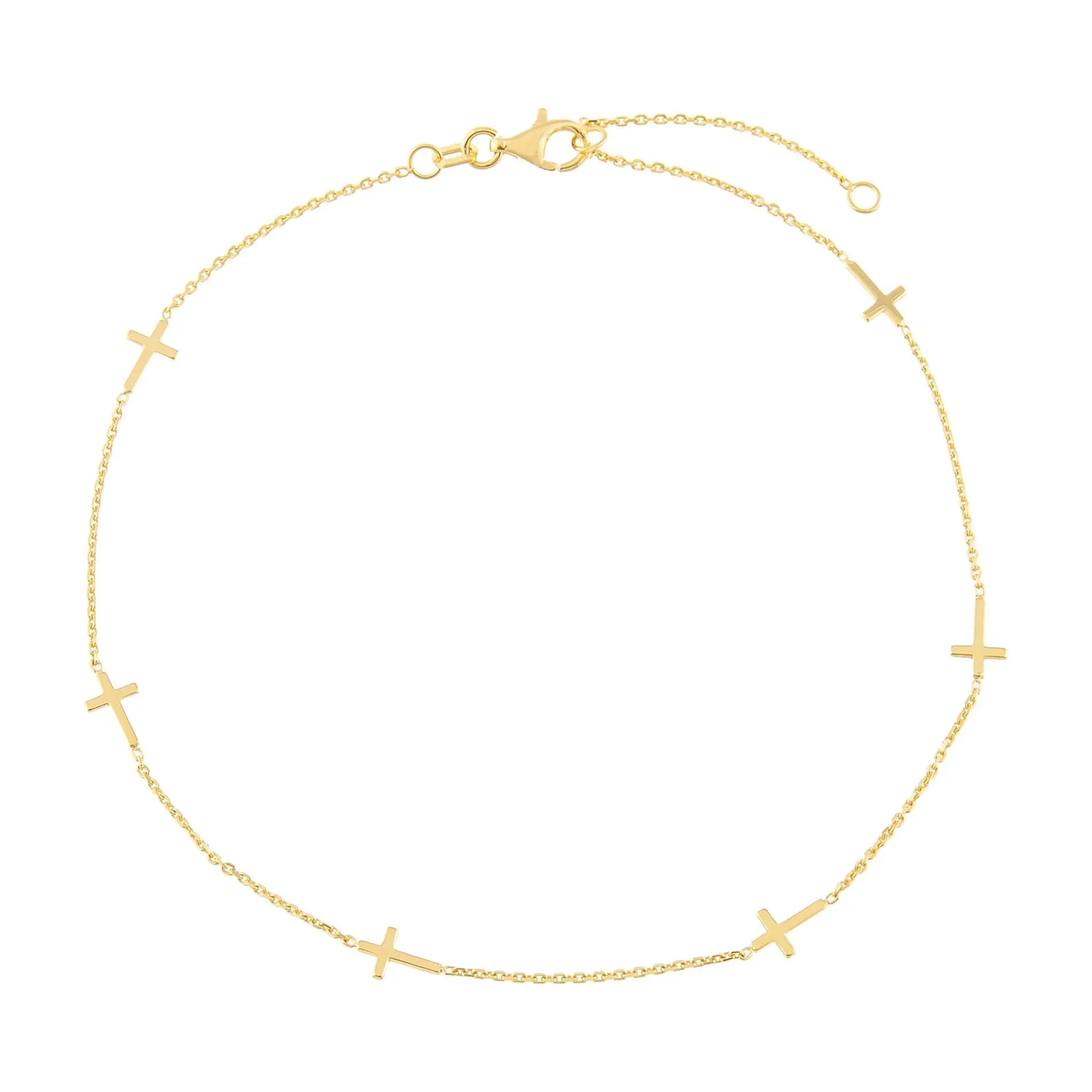 Solid Cross Anklet 14K