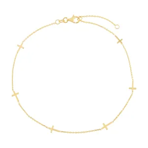 Solid Cross Anklet 14K