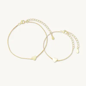 Solid Heart Chain Bracelet - Mum & Me Set