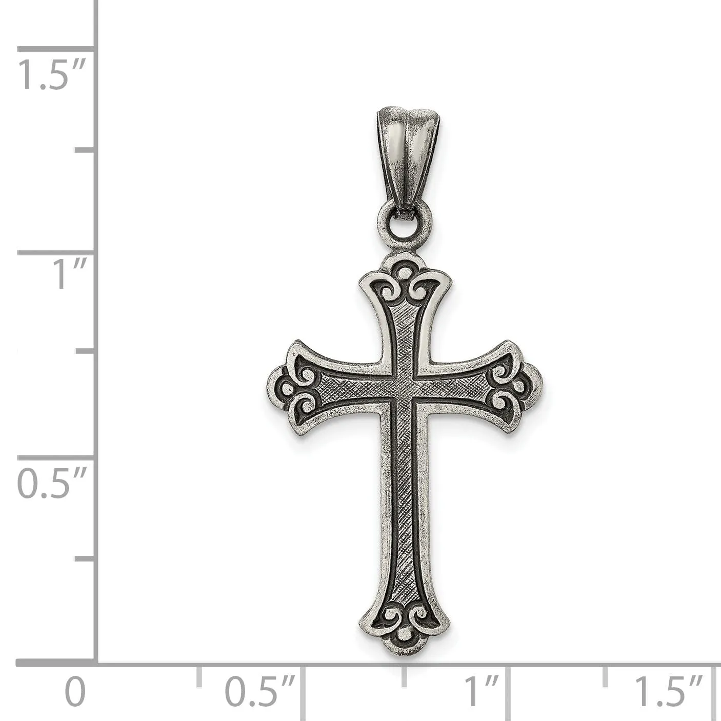 Solid Sterling Silver Antiqued Cross Pendant