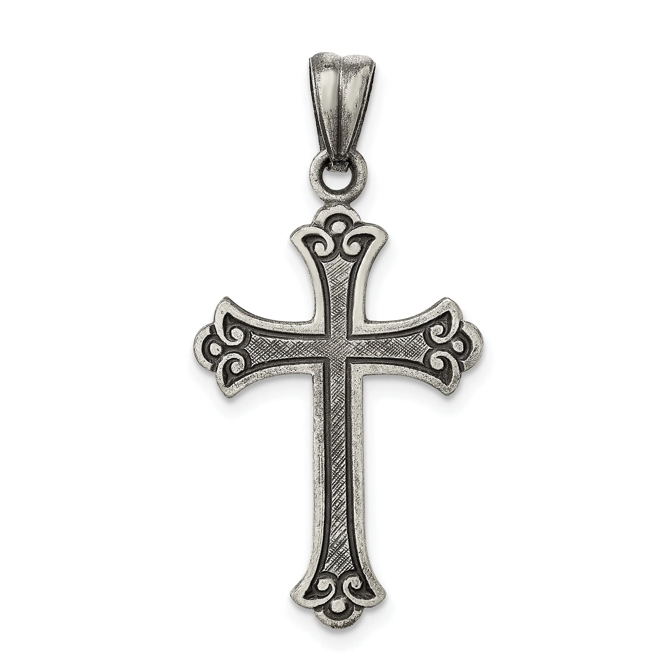 Solid Sterling Silver Antiqued Cross Pendant