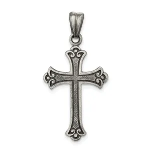 Solid Sterling Silver Antiqued Cross Pendant