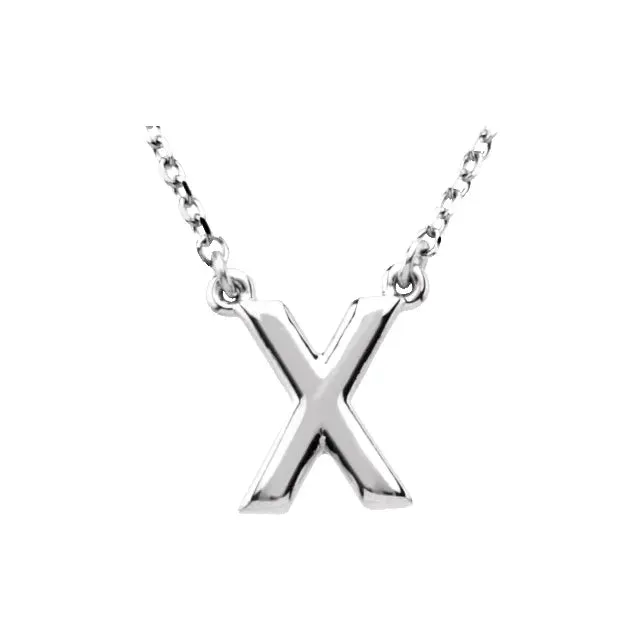 Solid White Gold Initial Necklace