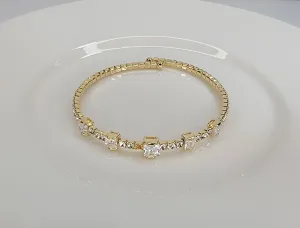 Spring Cuff Square Crystal - Gold