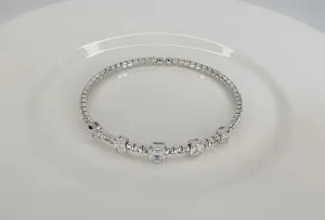 Spring Cuff Square Crystal - Silver