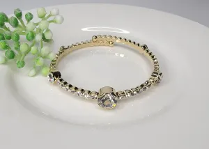 Spring Cuff with larger stone- gold