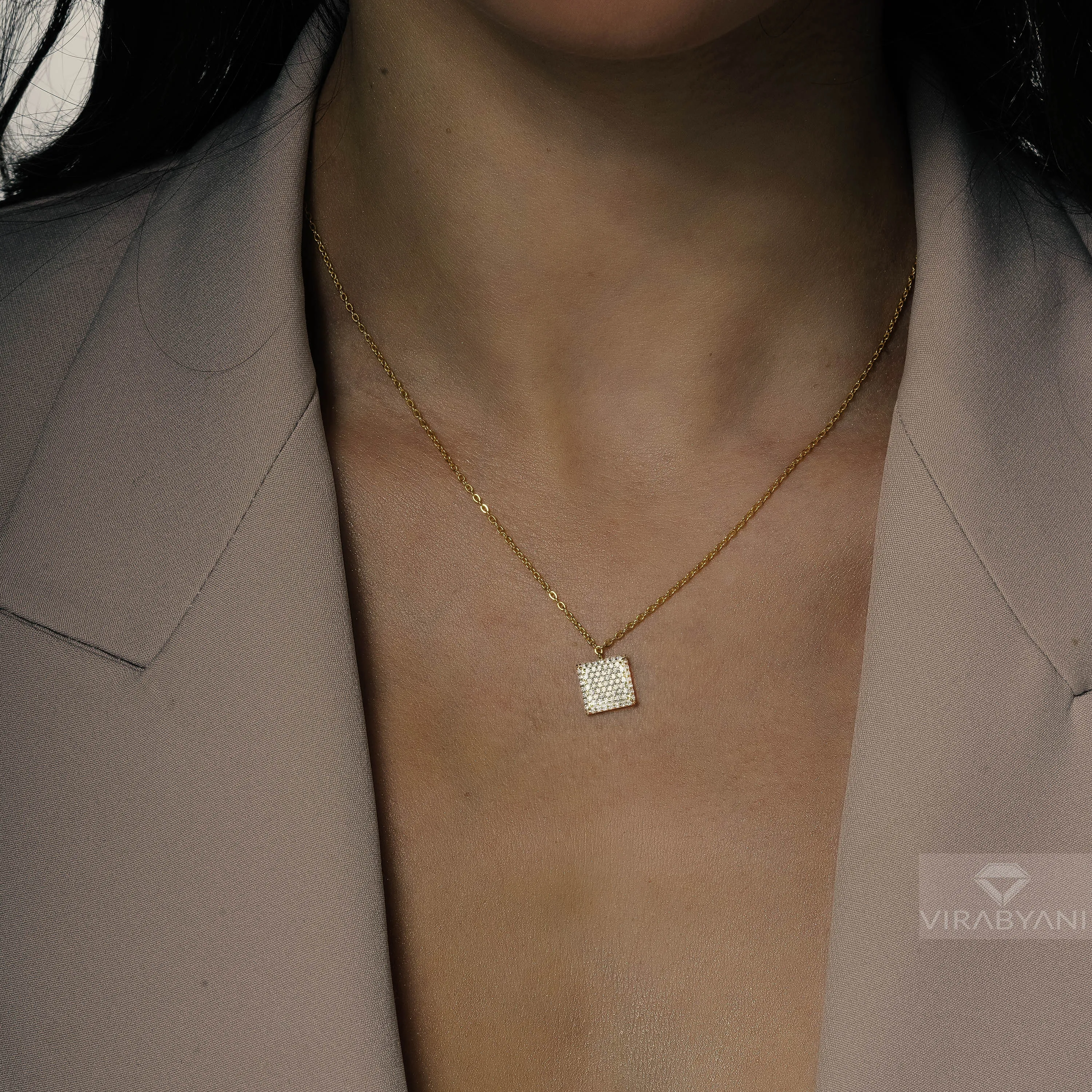 Square Shaped AMoré Pavé Necklace With 0.60 ct. Diamonds