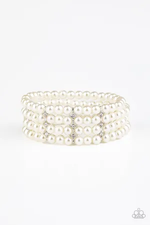 Stacked to the Top White Paparazzi Bracelet