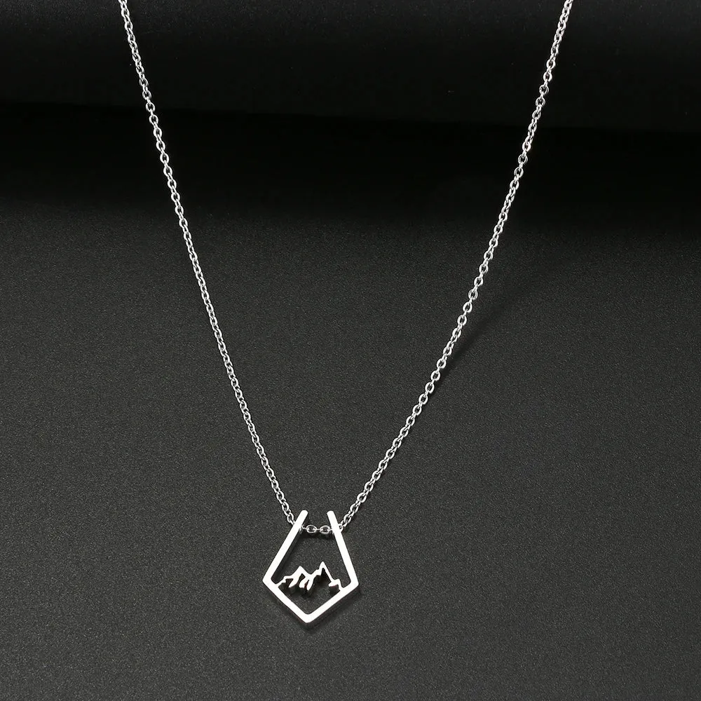 Stainless Steel Necklaces Minimalist Four-leaf Clover Geometric Style Fashion Chain Necklace for Women Collar Pendant Jewelry