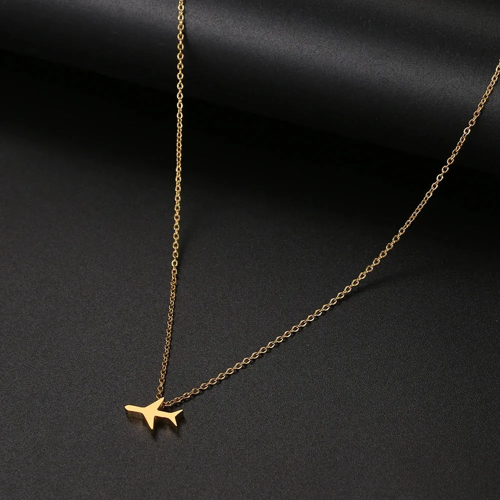 Stainless Steel Necklaces Minimalist Four-leaf Clover Geometric Style Fashion Chain Necklace for Women Collar Pendant Jewelry