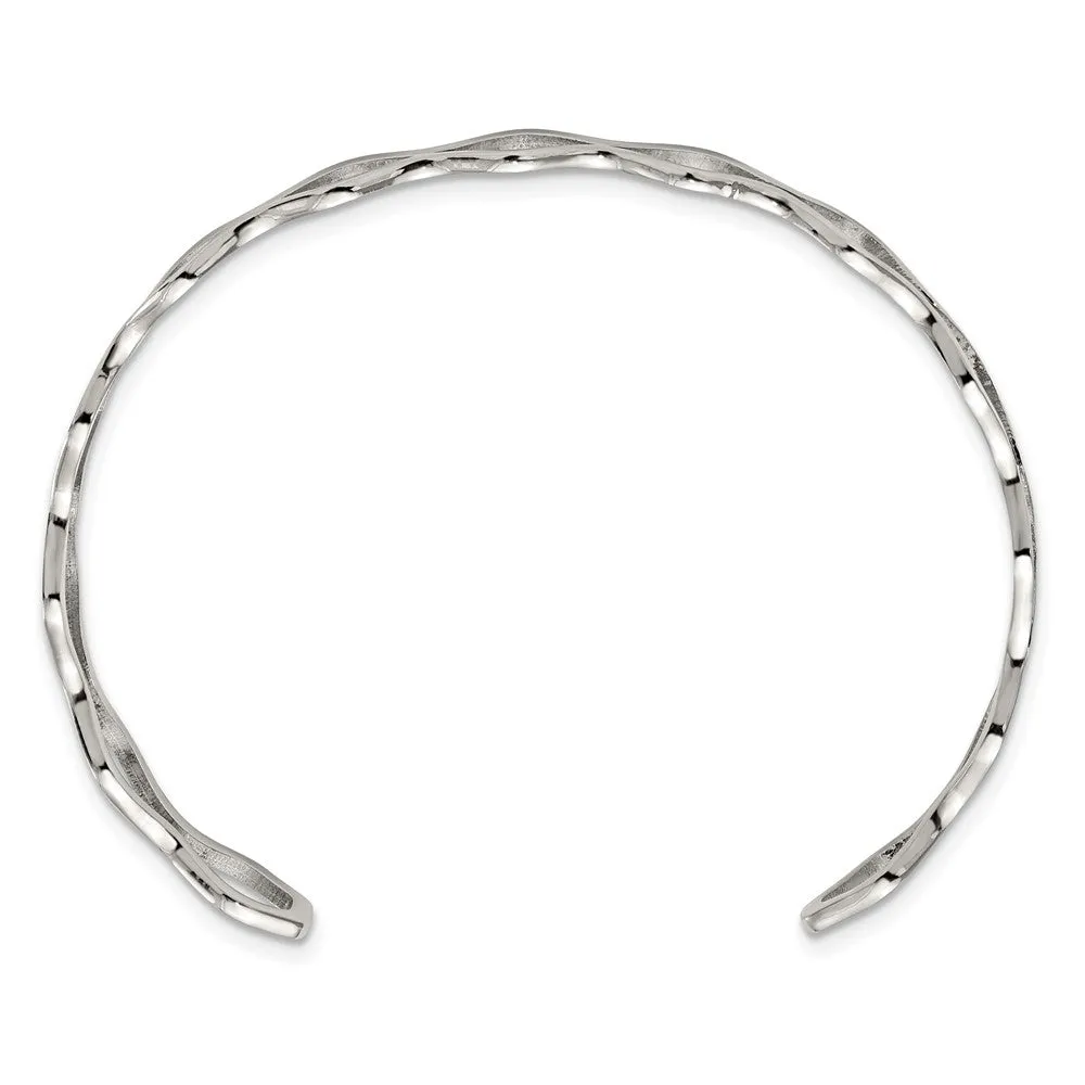 Stainless Steel Polished Wavy Cuff Bangle