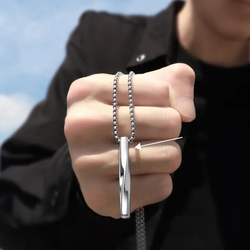 Stainless Steel Twisted Bar Necklace