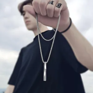Stainless Steel Twisted Bar Necklace