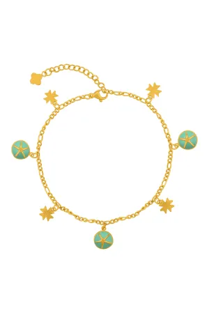 Starfish & Maltese Cross Turquoise Enamel Anklet