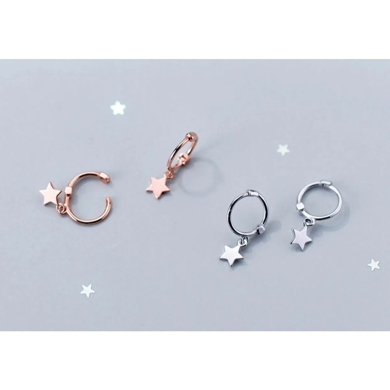 Stars Drop Huggies Earrings-SH023