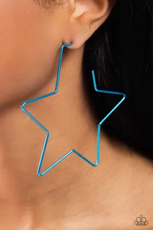 Starstruck Secret - Blue - Oversized Star Paparazzi Hoop Earrings