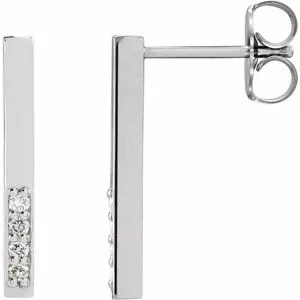 Sterling Silver .07 CTW Diamond Geometric Dangle Earrings