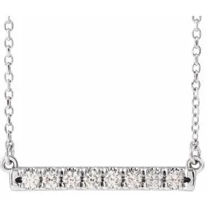 Sterling Silver 1/4 CTW Natural Diamond French-Set Bar 16" Necklace
