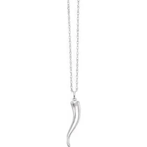 Sterling Silver 21.75 x 4.2 mm Italian Horn 16-18" Necklace