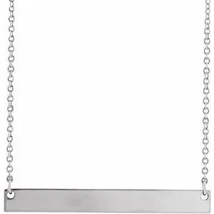 Sterling Silver 34x4 mm Bar 18" Necklace
